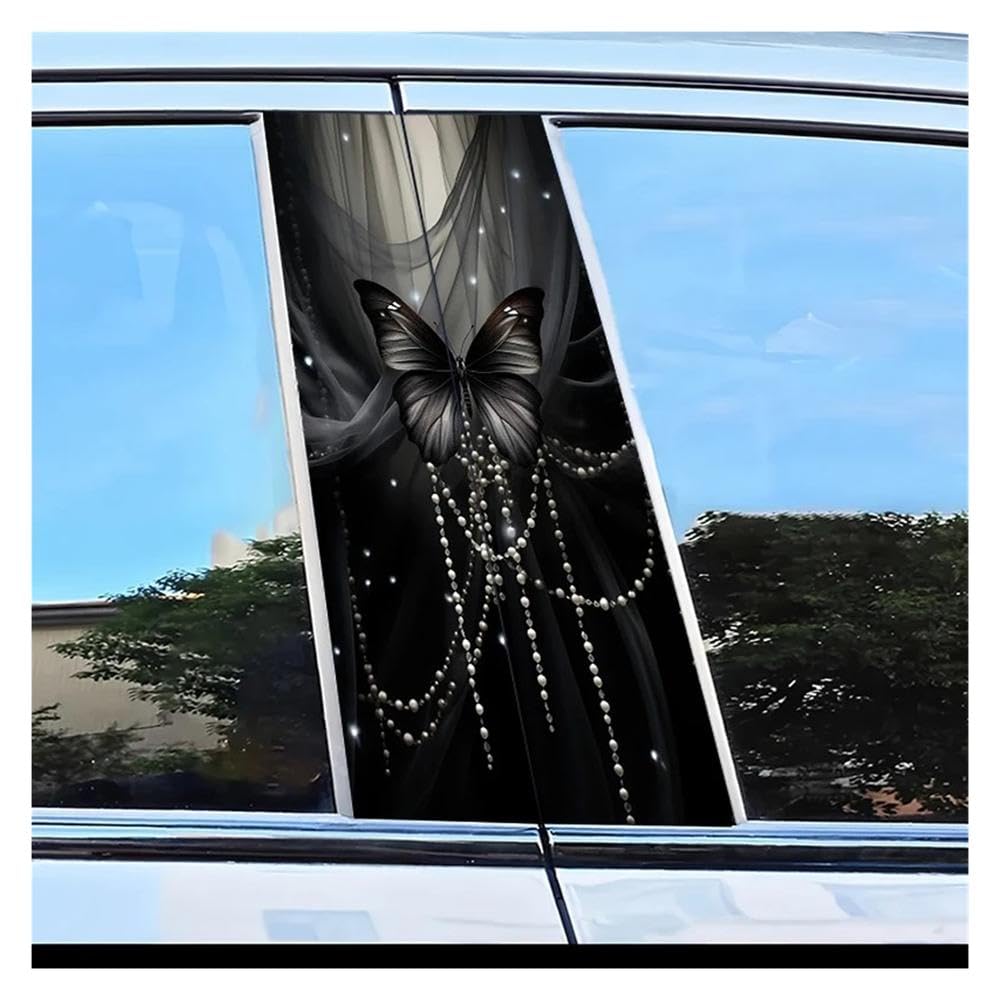 Body Parts 2pcs Car Center Column Decal Black Butterfly Scratch Protection