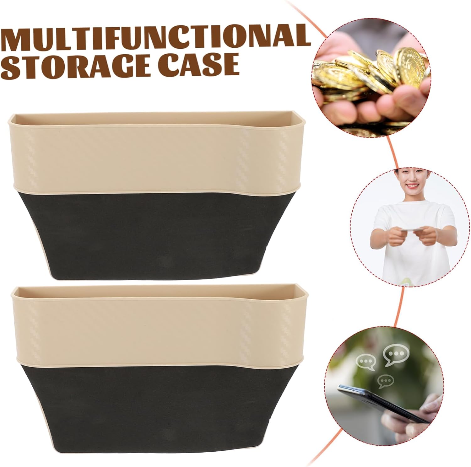 2pcs Car Seat Storage Boxes Automotive Center Console Organizer Cup Holder Car Seat Gap Filler