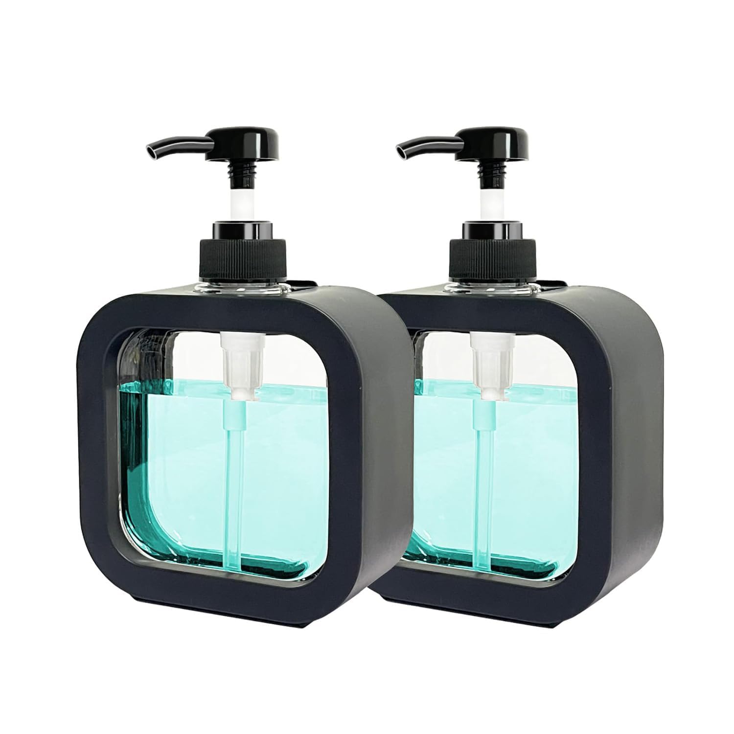 mosquick® 2 pieces multipurpose handwash dispenser bottle refillable pump bottle for hand wash dish wash, shampoo, conditioner, shower gel lotion for bathroom and kitchen soap dispenser large capacity
