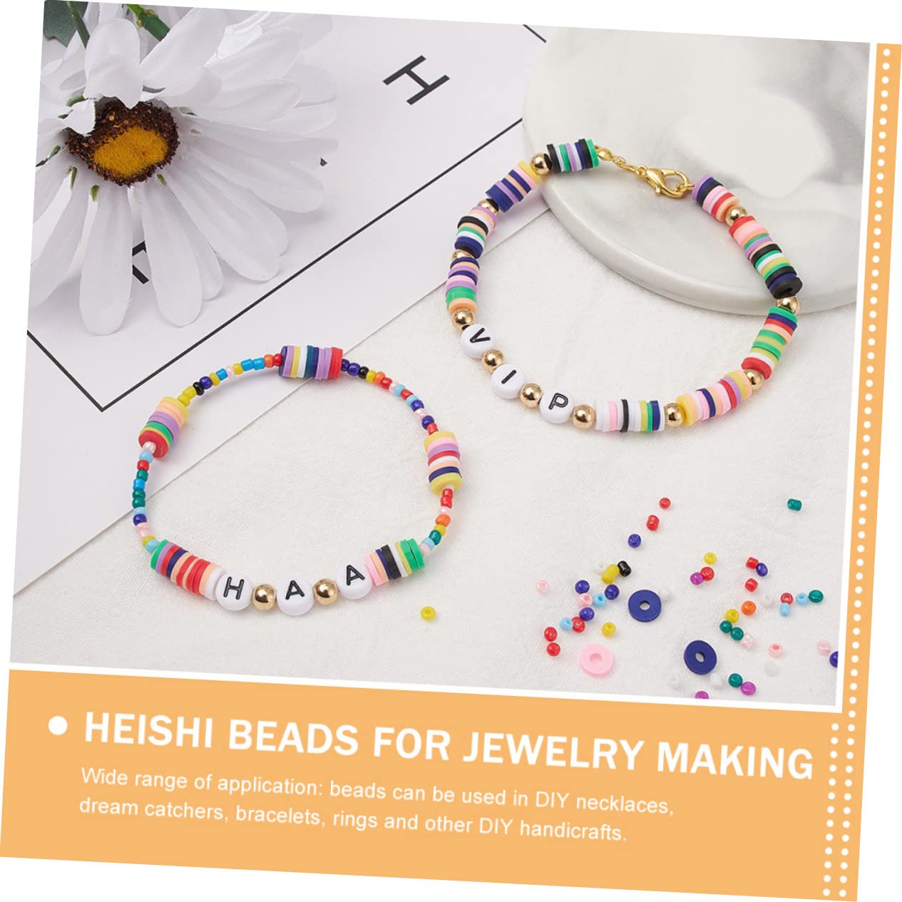 LIFKOME 1 Ensemble Set de Perles Rondes Colorées Kit DIY pour Fabrication de Bracelets et Bijoux Compartiments avec Perles Lettres et Accessoires Bricolage