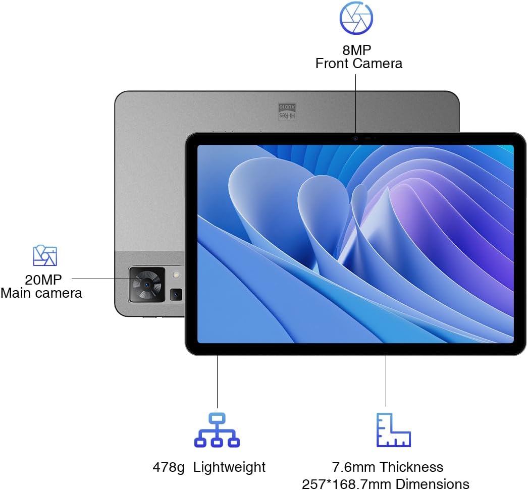 DOOGEE T30 Pro Tablet in offerta 11 pollici, 2.5K Tablet Android 13,15GB+ROM 256GB (TF 2TB), 8 Core, Wi-Fi 2.4GHz5GHz, Fotocamera 20MP/8MP, sblocco facciale 8580mAh 33W ricarica rapida, Grigio