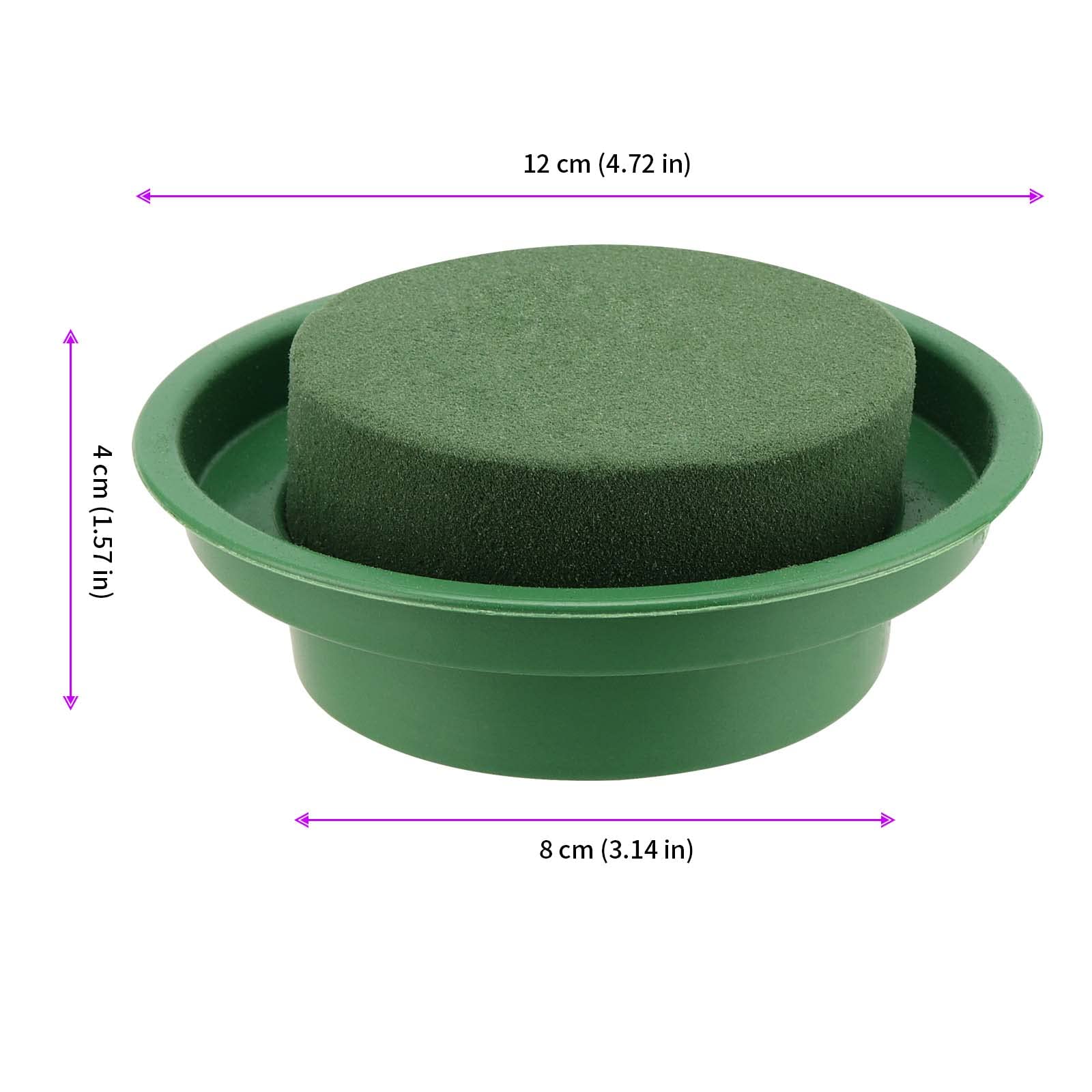 8 Cilindri in Spugna per Fiori con Base Rotonda, 8 x 4 cm, Schiuma Floreale Verde per Composizioni Floreali, Matrimoni e Fioristi