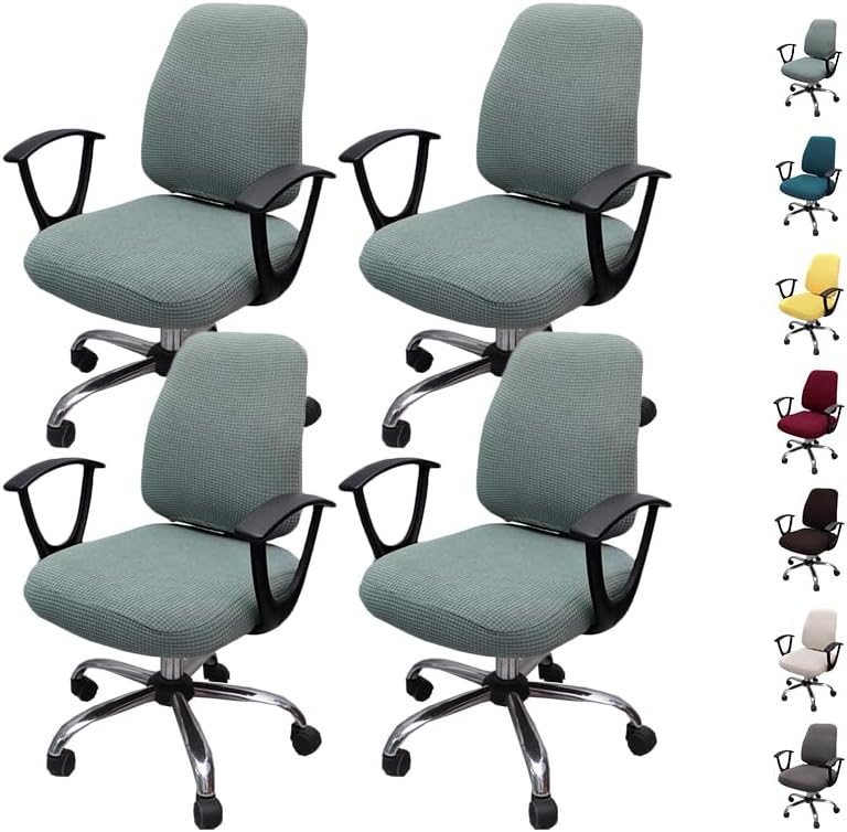 Plaid Computer Office Chair Cover Stretch Split Desk Rotating Chair Slipcovers Office Chair Slipcover Computer Chair Seat Cover with Backrest Cover Desk Chair Protective Cover,B 4pcs