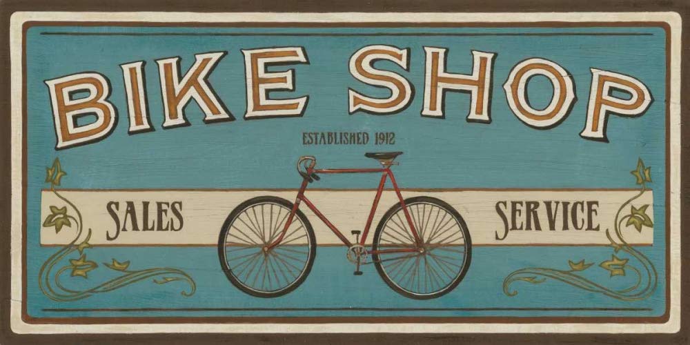 Feeling at home LIENZO-con-AMERICANO-BOX-Bike-Shop-I-Vess-Junio-Erica-Signs-Fine-Art-print-on-madera-marco-Horizontal-11x22_in