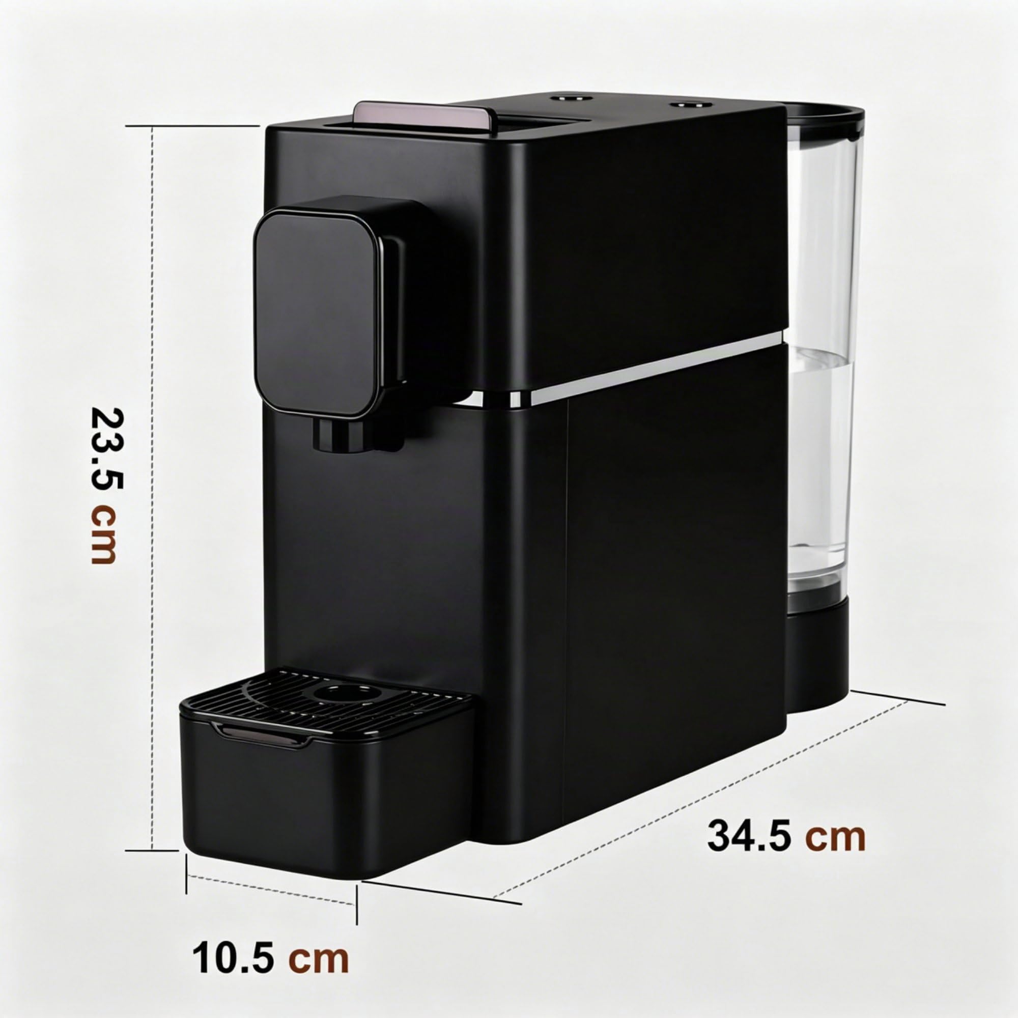 Cafetera de Cápsulas Profesional 19 Bares - Máquina de Café Espresso 1400W para Oficina y Negocios, 7 Niveles de Temperatura, Depósito 0.85L, Ahorro de Energía, Negro (Formato Estándar)