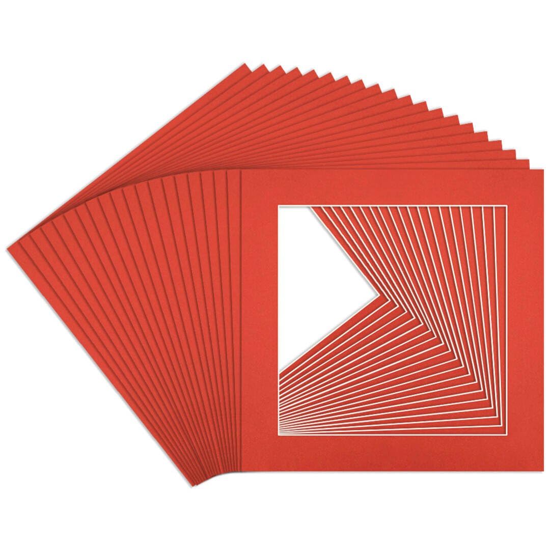 Procut Global 40x40cm Poppy Red Picture Mounts to Fit 30x30cm Aperture - Precision Cut Cardboard Photo Mount - Ideal for Frames, Prints, Artwork & Certificates - Sizes & Colours Available - 20 Pack