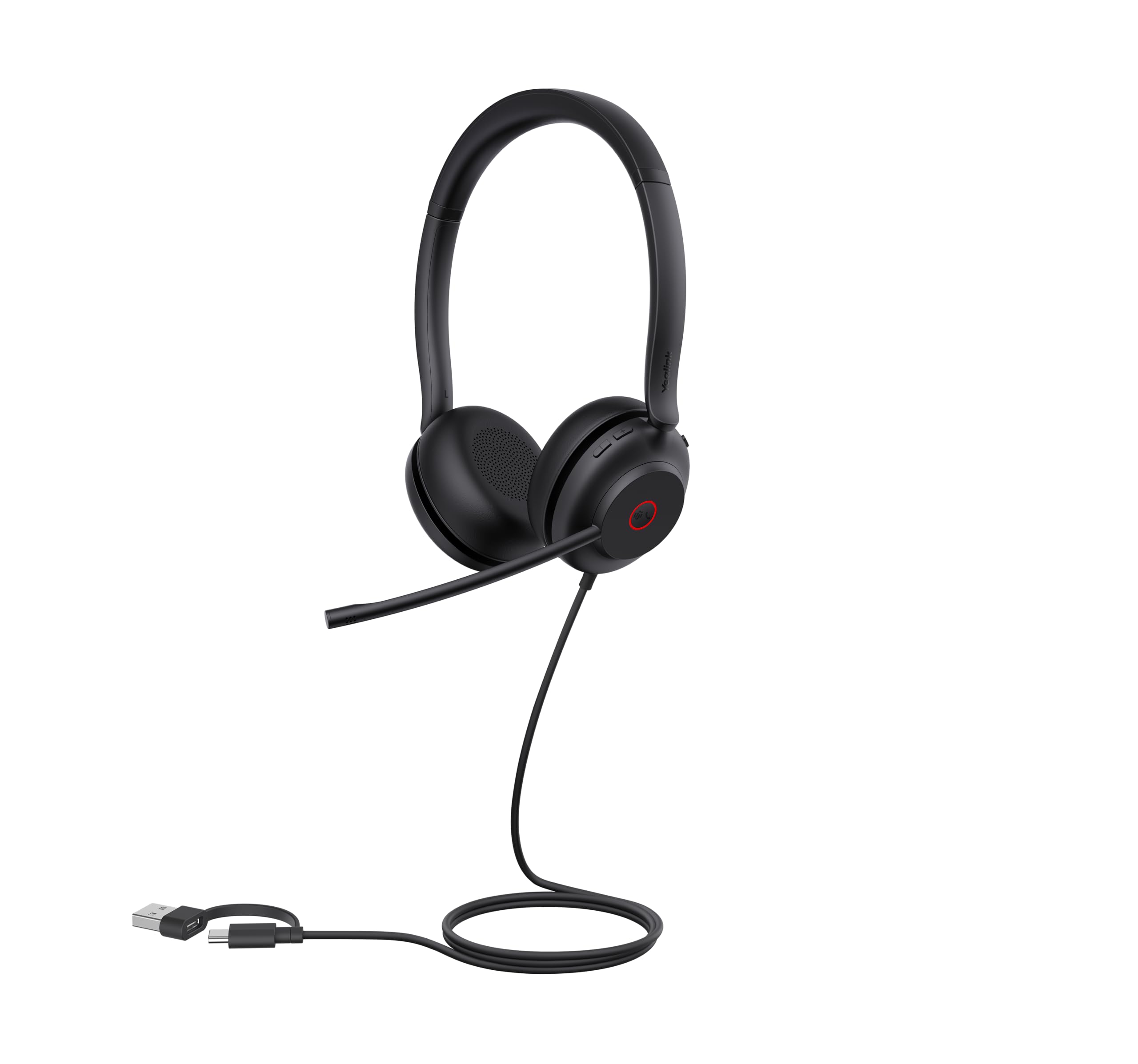 Yealink UH35 Casque USB Professionnel, Double Fil, avec Microphone antibruit, Mode Appel et Musique, Design léger et Confortable, stéréo, certifié par l'équipe