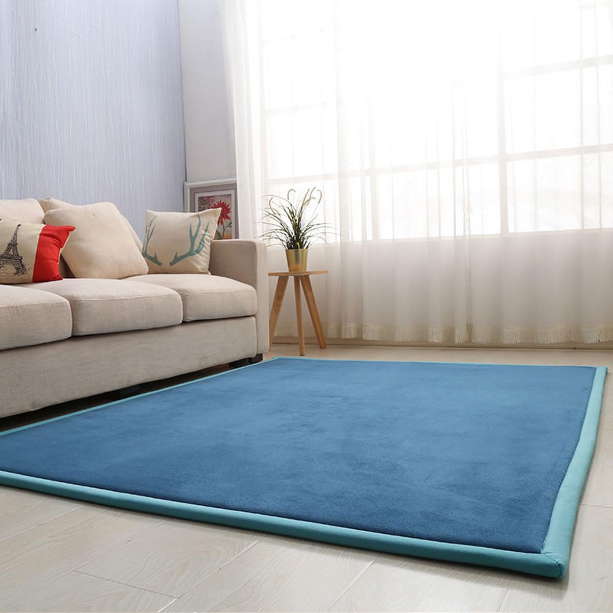 Single tree forest Large Area Rug, 2cm Thick Kids Carpet, Easy to Clean, for Boys and Girls-Steel Blue-200 * 220cm