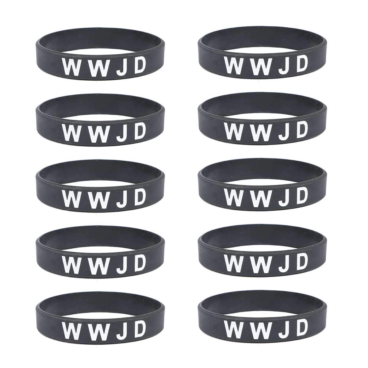 Lymhy WWJD Rubber Silicone Wristband,What Would Jesus Do Bracelet - Religous Christian Bible Fundraisers Bracelets Pack (10 Pack)