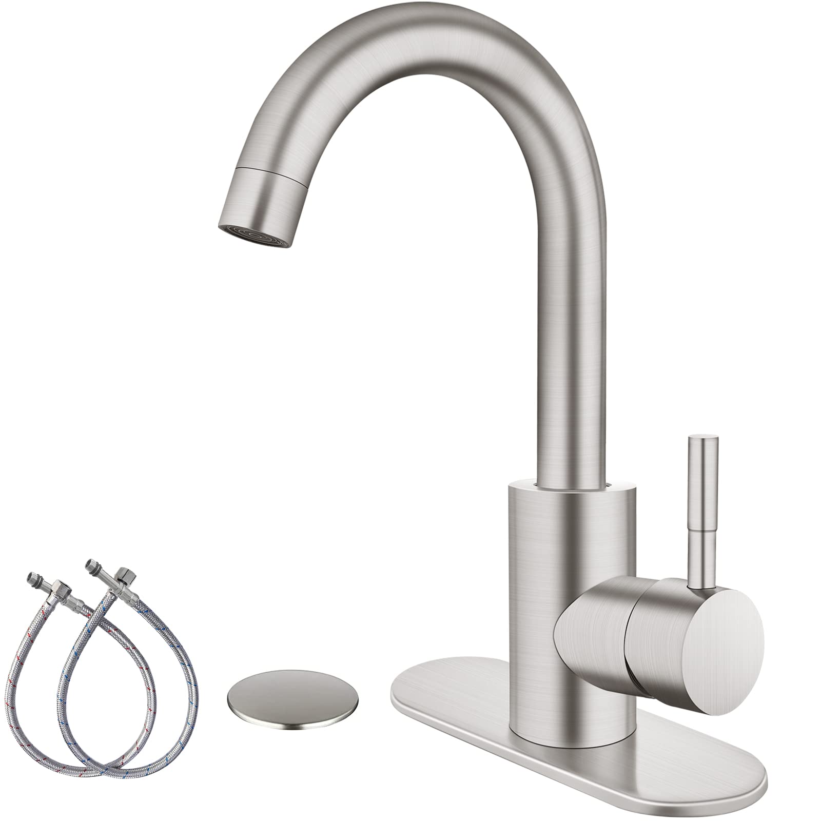 Système de Douche à Effet Pluie de 30 cm (12 Pouces) en Nickel brossé Assorti au Robinet de lavabo monocommande en Nickel brossé