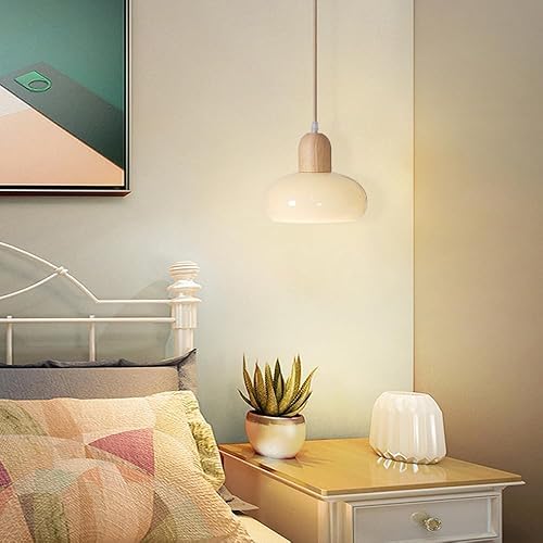 Miniatura 2 de Lámpara colgante de cúpula de cristal, lámpara de techo colgante de cristal crema, iluminación colgante de isla de cocina, luces suspendidas de