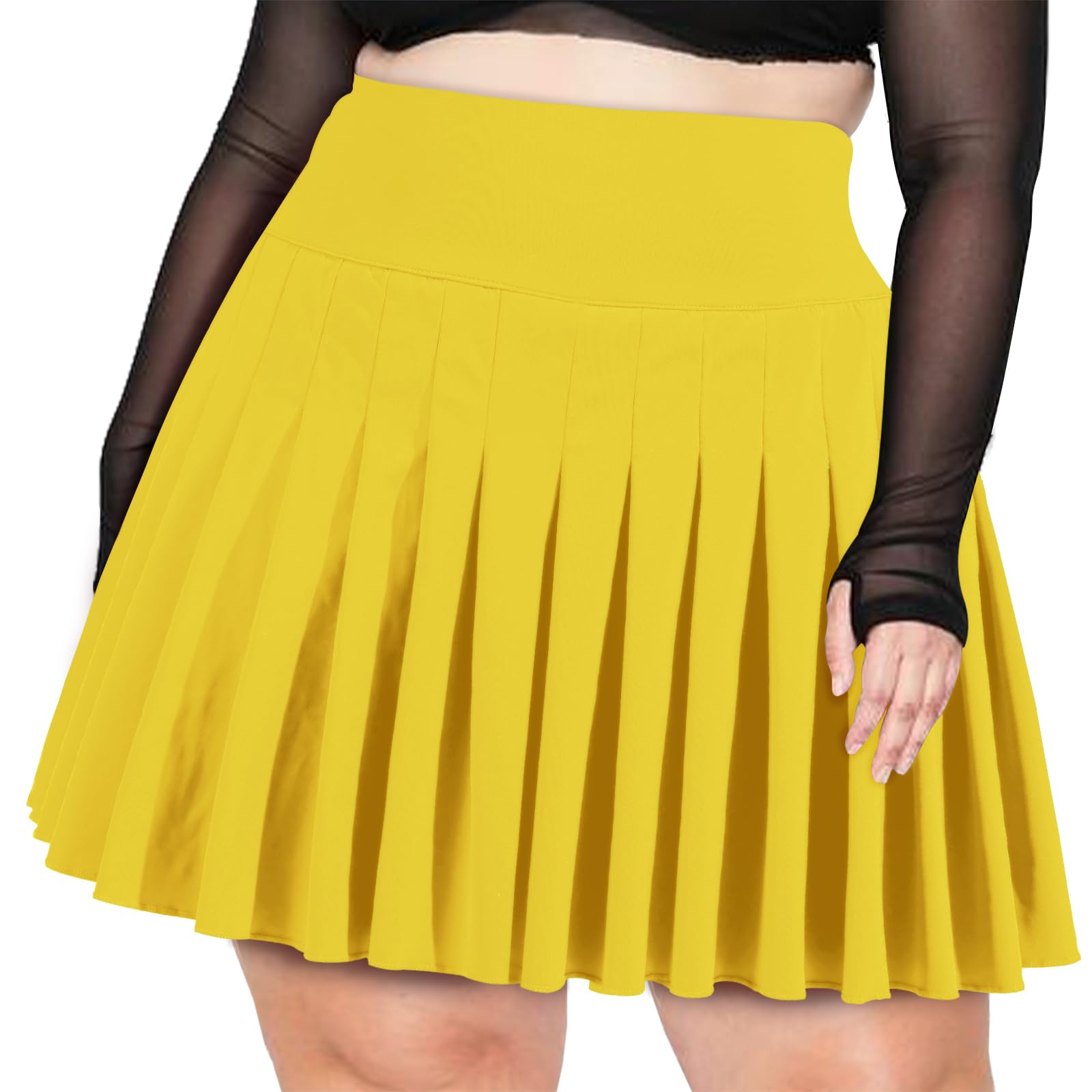 Moon Wood Women's Plus Size Pleated Tennis Skirt- Girls High Waist Athletic Golf Skirts with Shorts
