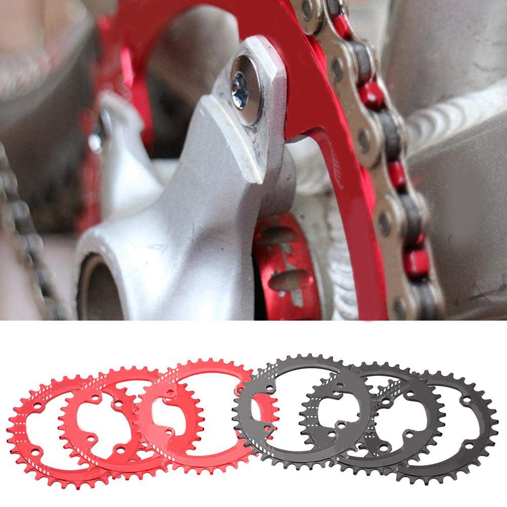 Tbest 32T 34T 36T 38T wąska szeroka zębatka 96 mm BCD ochrona roweru pojedyncza tarcza łańcuchowa ze stopu aluminium do M6000, M7000 M8000 Shimano Mountain Bike (czerwony/czarny)