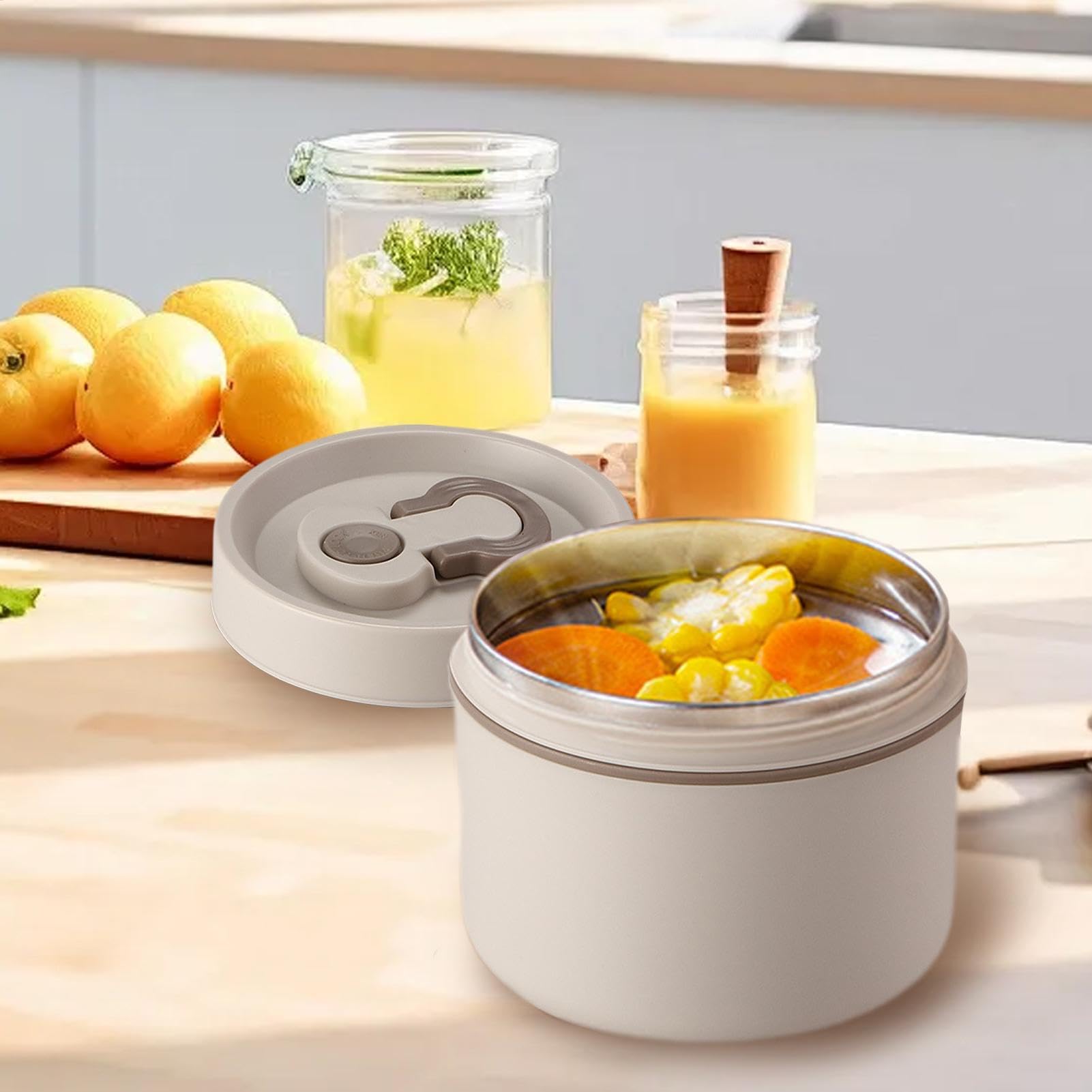 Portapranzo in Acciaio Inox, Contenitore Termico per Alimenti, Contenitore per la Preparazione dei pasti, Contenitore Portatile per Alimenti, Acciaio Inox