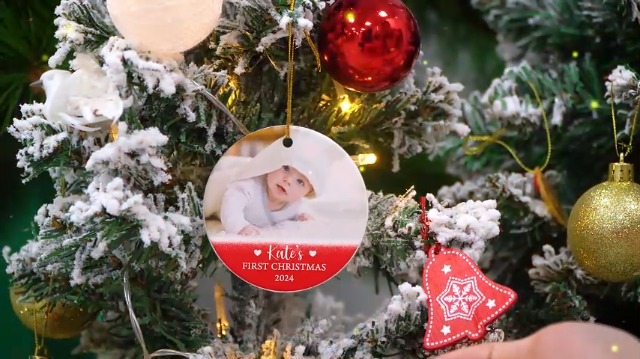 Adorno Bordado Para La Primera Navidad Del Bebé, Adorno Bordado Personalizado, Adorno Personalizado Para Bebé, Regalo De Recuerdo Navideño Para Recién Nacidos. - España