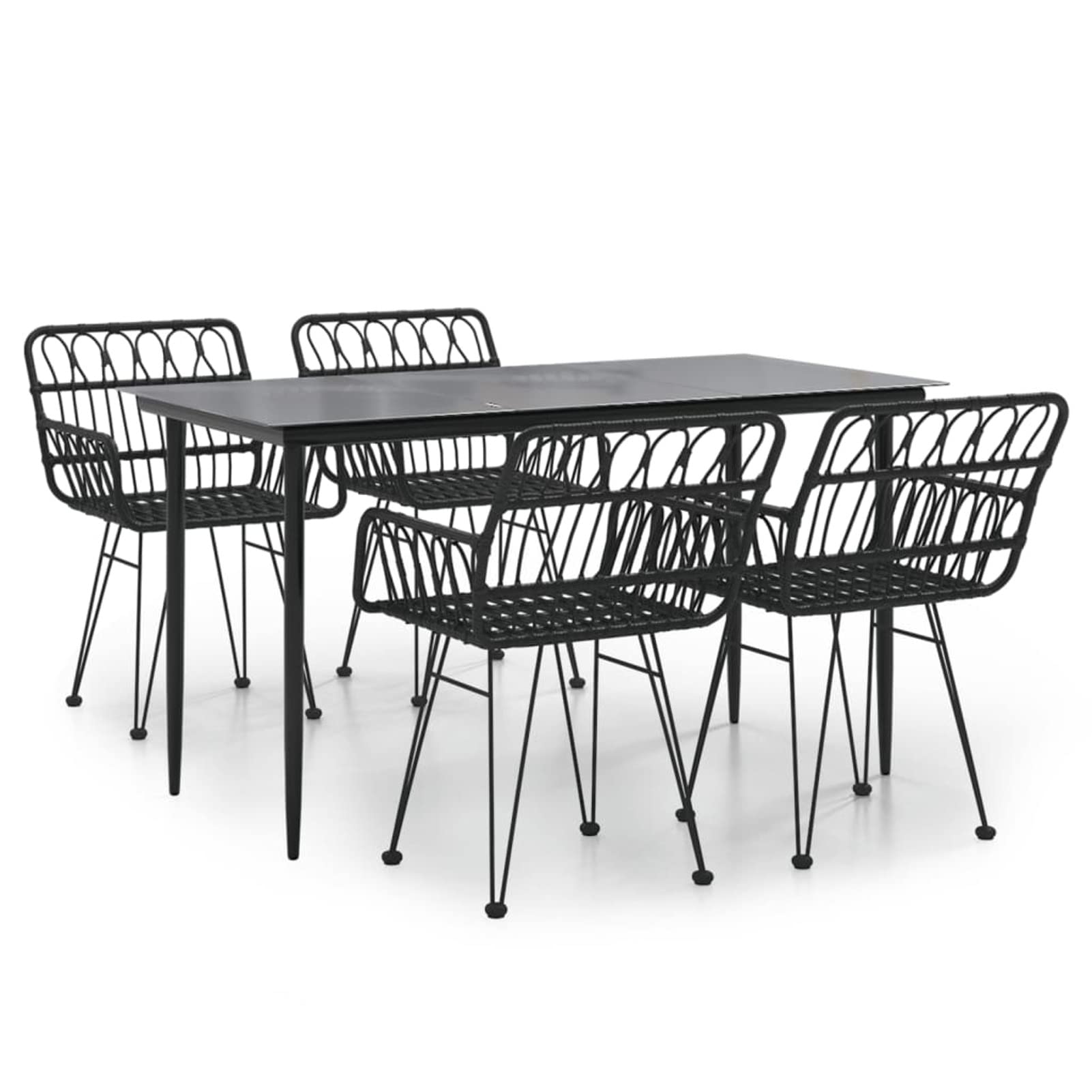 3157854 Set da Pranzo da Giardino 5 pz Nero in Polyrattan Testata in Legno,Testata Letto Matrimoniale Muebles Dormitorio Spalliera Letto Testiere per Letto Matrimoniale