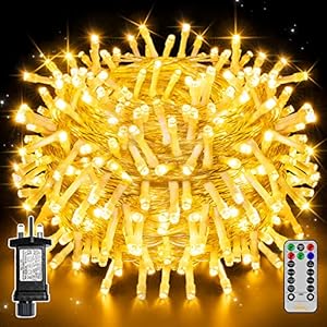 Ollny Christmas Tree Lights Outdoor – 20m 200 LED Fairy Lights Plug in Waterproof Outside Warm White String Lights 8…