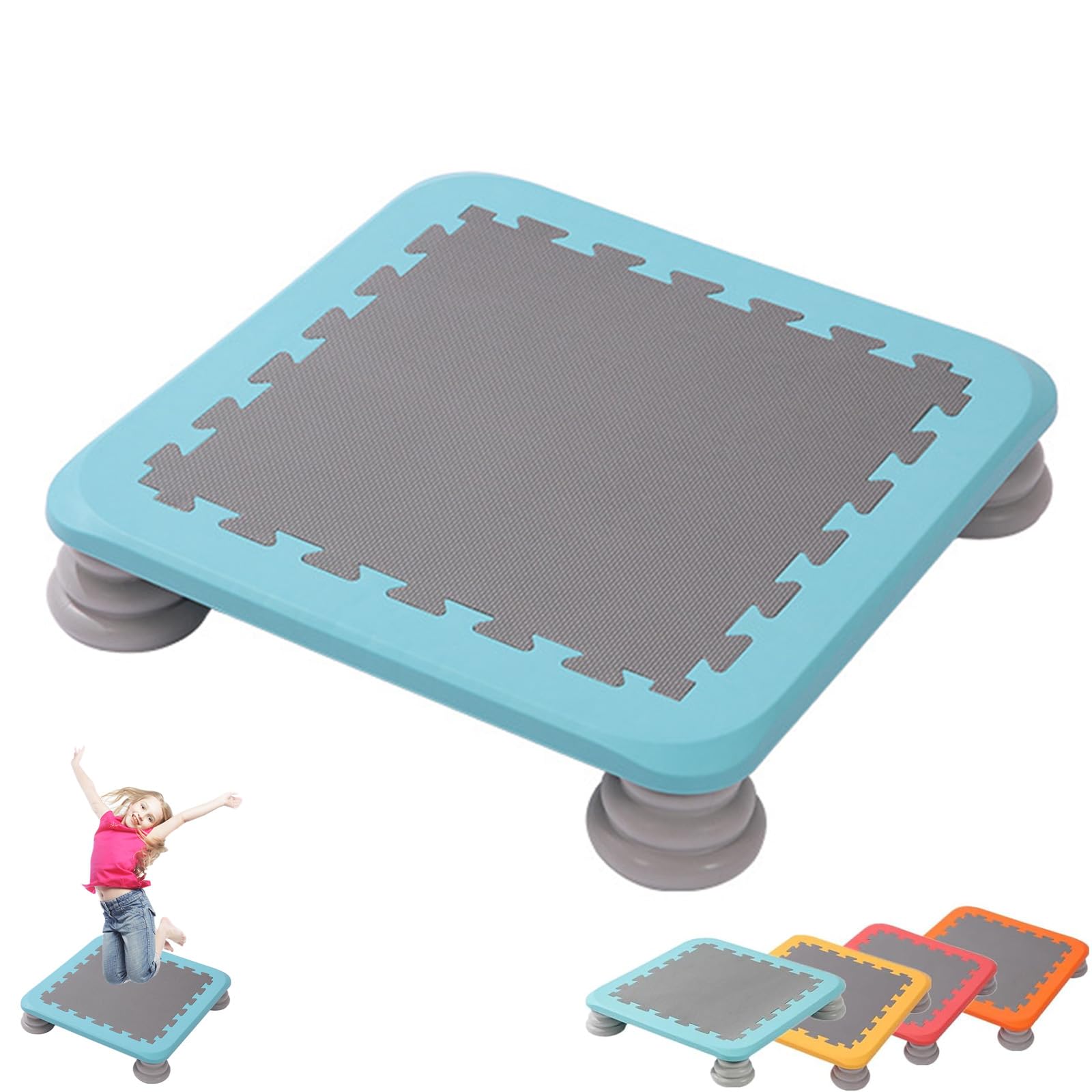Square Sensory Trampoline Bouncing Board with Non-Slip Base, Autism Sensory Training Equipment for Children Indoor Outdoor
