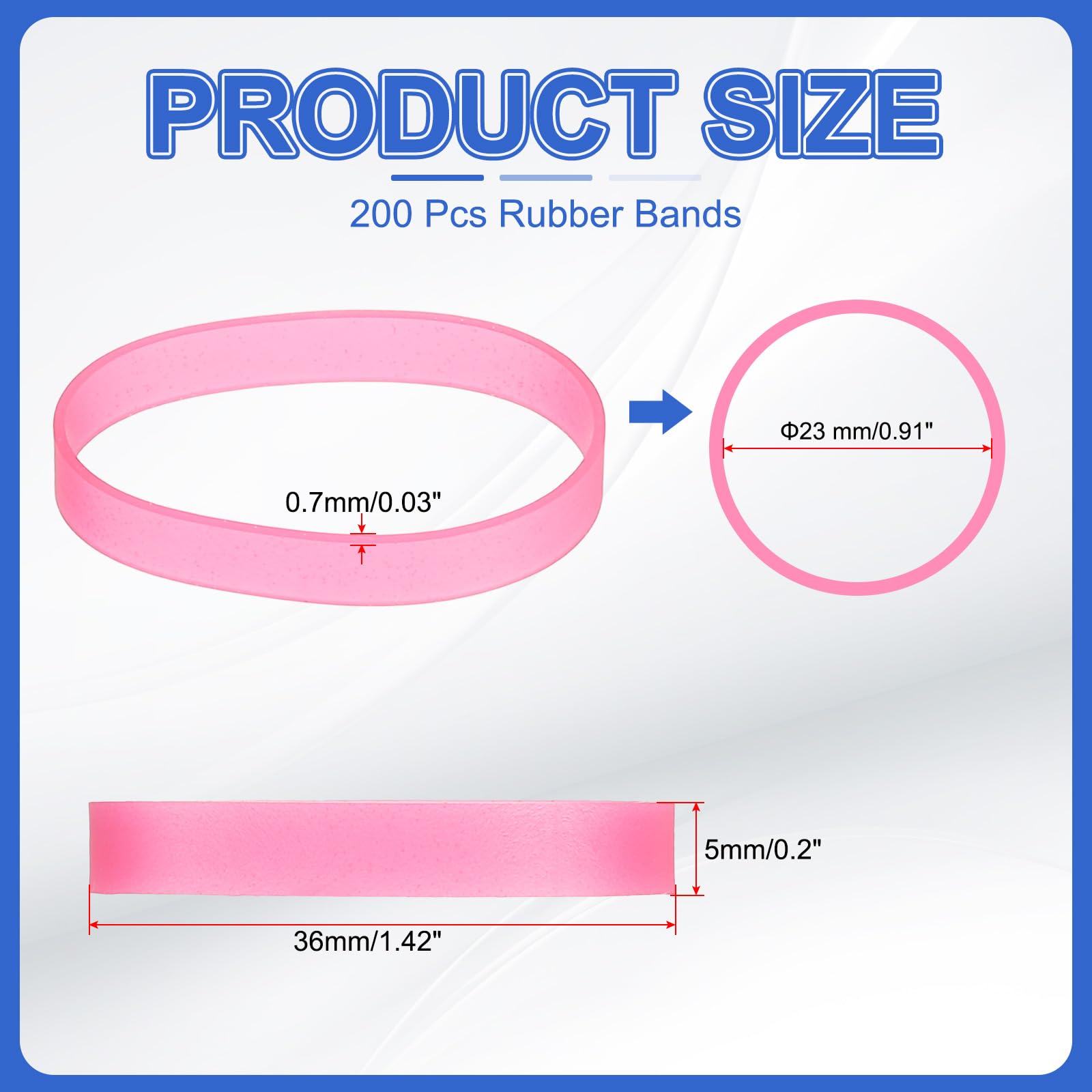 PATIKIL Silicone Rubber Bands Cable Ties 1.4", 200 Pcs Flat Rubber Elastic Band for Office Supplies Home Cord Wrapping Pink - Image 2