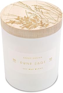 Skeem Design Dune & Sage Print Block Scented Candle - Soy Wax, Natural Essential Oils, Made in USA - 50 Hour Burn Time