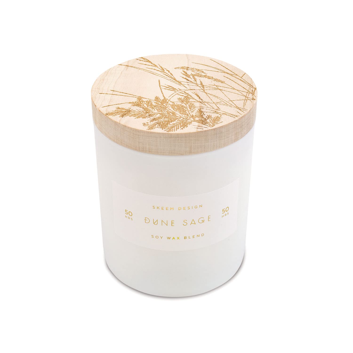 Skeem DesignDune & Sage Print Block Scented Candle - Soy Wax, Natural Essential Oils, Made in USA - 50 Hour Burn Time