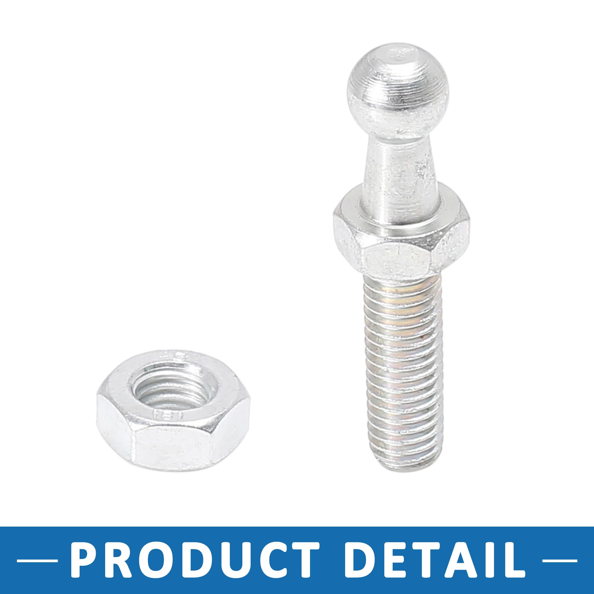 4 Perni A Sfera Per Ammortizzatori A Gas, Filetto M8x25mm, Testa Sfera 10mm, Con Dadi, Tono Argento - 5
