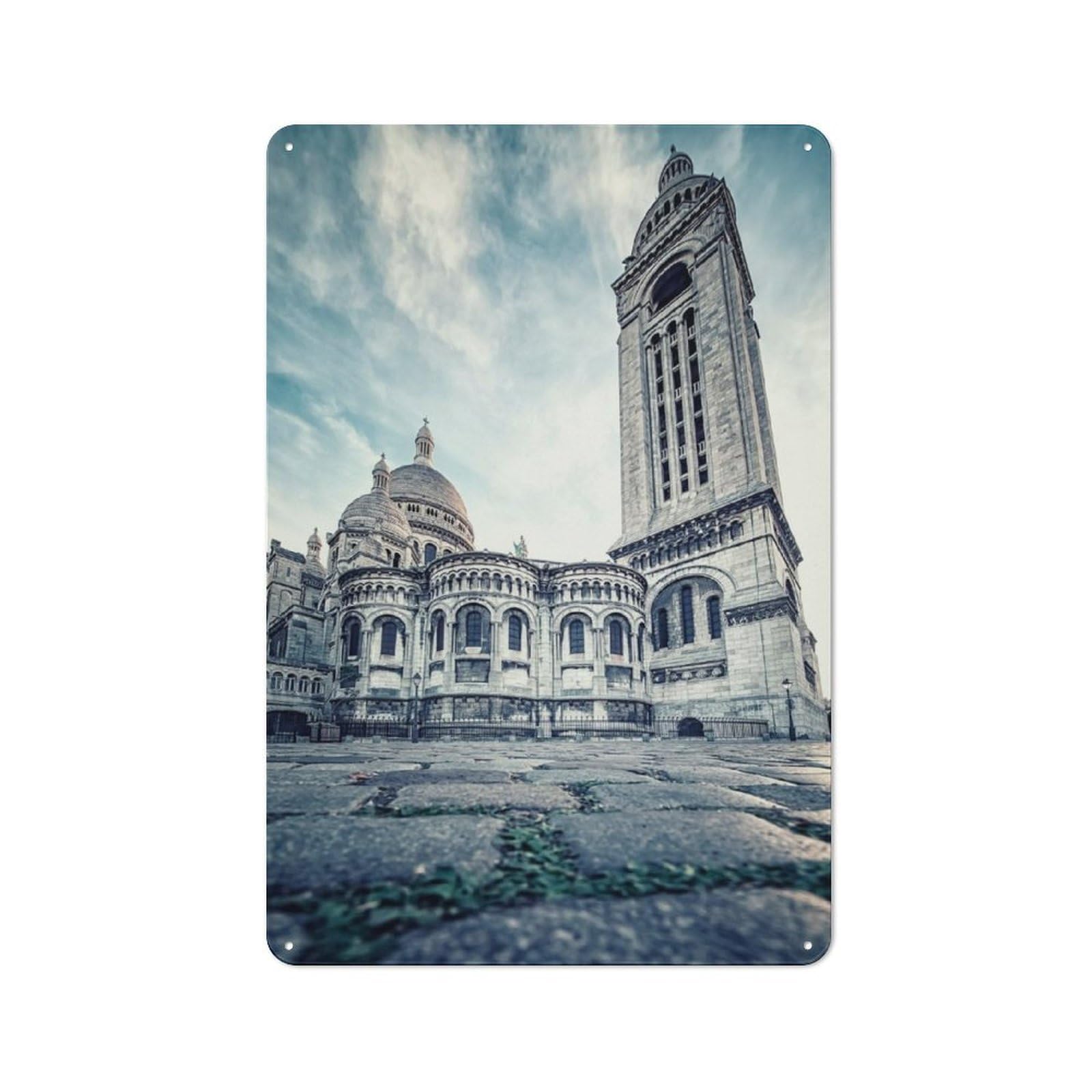 Junmoney Sacre Coeur Basilica Metal Plaque 30X20cm With For Home Bar Wall, Retro Decor, For Garage, Workshop And Man Cave Decoration
