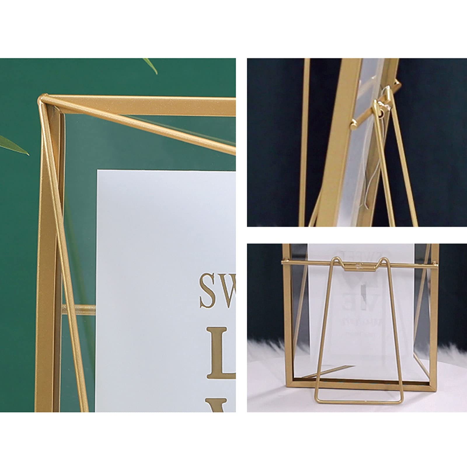 Marcos de Fotos Creative Light Luxury Metal Glass Photo Frame Set Body Photo Frame Pantalla Imágenes SIN Mat para Pantalla DE TABLATOP, Oro Marco Fotos (Size : 8 * 10)