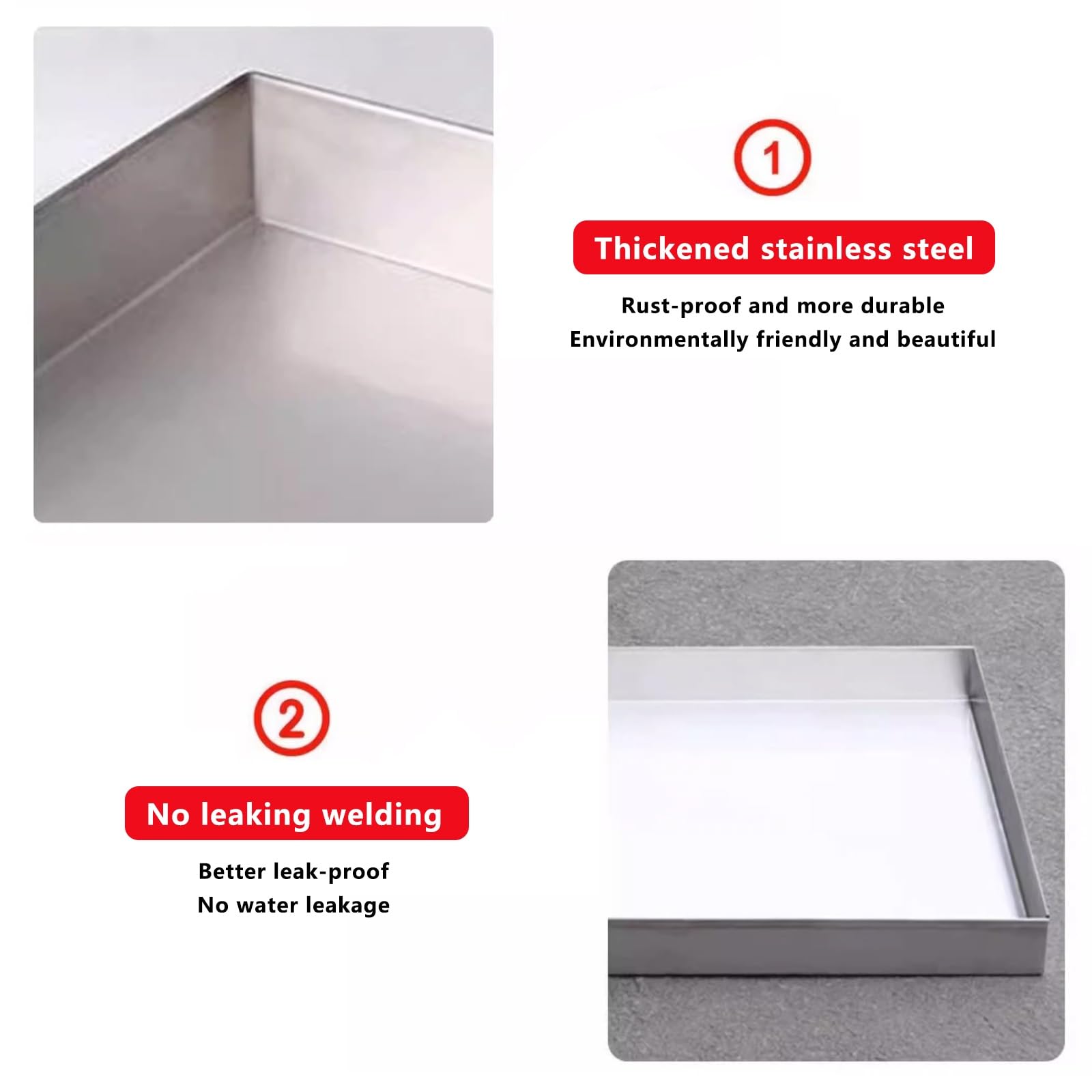 Edelstahl Wasserauffang Pflanzwanne Auffangwanne Rechteckig Tropfschale Zum Sammeln und Ablassen von Wasser Edelstahlwanne Auch for Kfz Grill Gastro(50x40cm(20x16in))