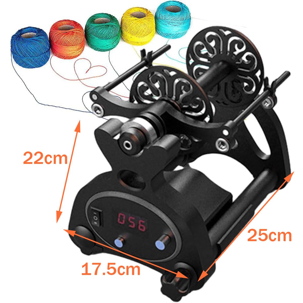 Bobinadora De Ovillos De Lana, Capacidad: 4 Oz/120 G, Velocidad Máxima: 800 RPM, Pantalla Digital + Control Preciso, Conmutación hacia Adelante/atrás, para Tejer Ovillos Y Mezclar,Black