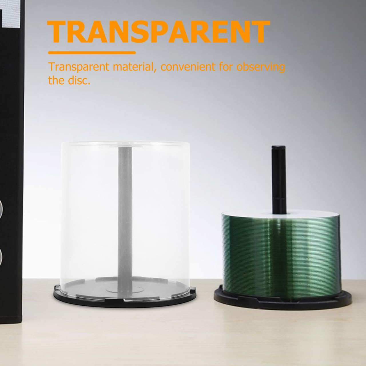 Ciieeo Mandrino per CD/DVD, 4 contenitori per CD e DVD, capacità di 100 dischi trasparenti, in plastica, organizer per DVD