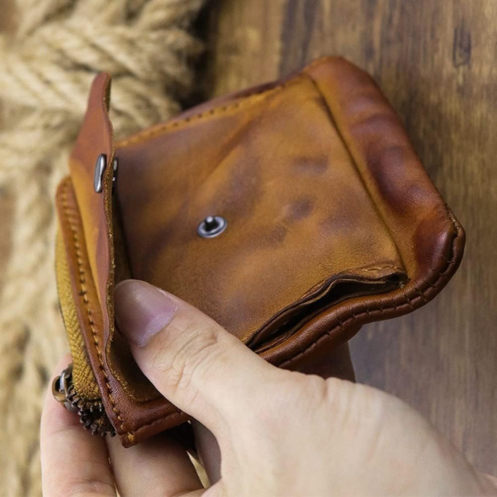 1 Pcs Leather Zipper Coin Purse Wallet With Card Slots, Snap Coin Organizer, Change Holder,Card Case, Leather Zipper Storage Bag for Men & Women - Image 5