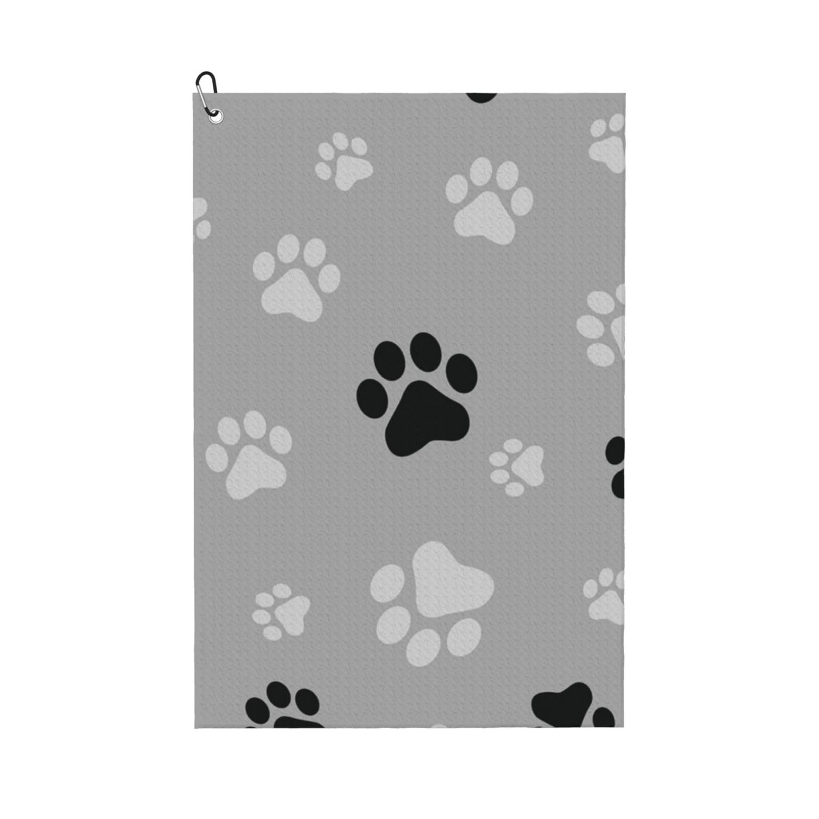 Hnnkloy Dog Paw Print, 16x24 in Portable Waffle Golf Towels with Carabiner Clip for Golf Bag