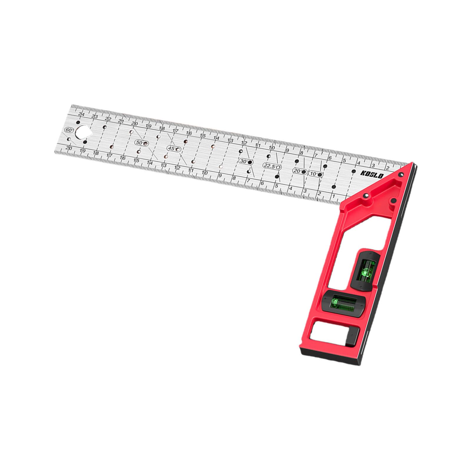 Fromceo Multifunctional Steel Right Angles Hole Marking Ruler With Bubble Levels T Square Ruler For Woodworking Measuring Steel Marking