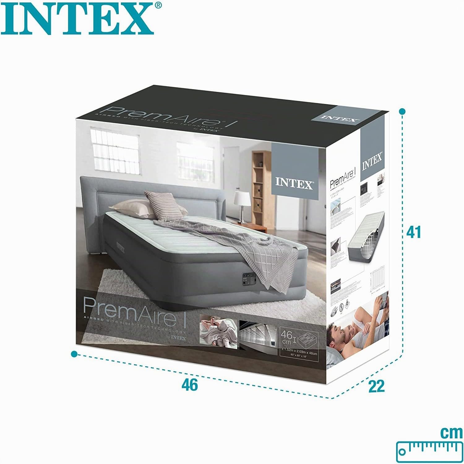 Intex 64902 PremAire Colchón Hinchable, Medias 99x191x46 cm