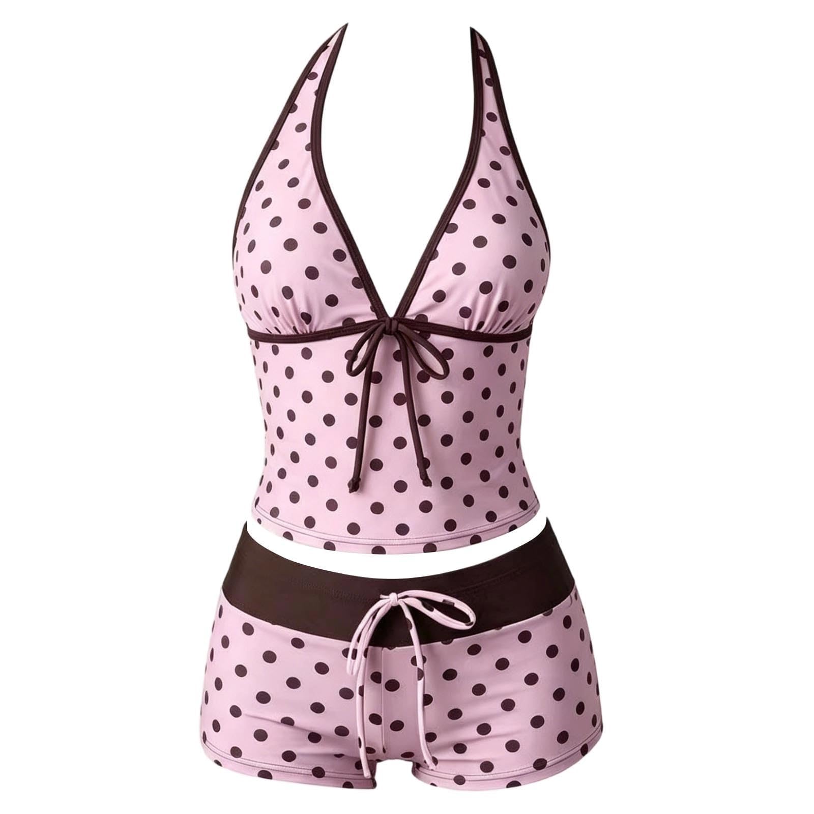 Tankini de 2 piezas con pantalones cortos y brasier integrado para playa 8