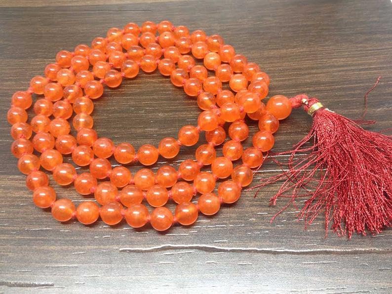 Collier Mala 108 perles cornaline contre stress et blocages - 6