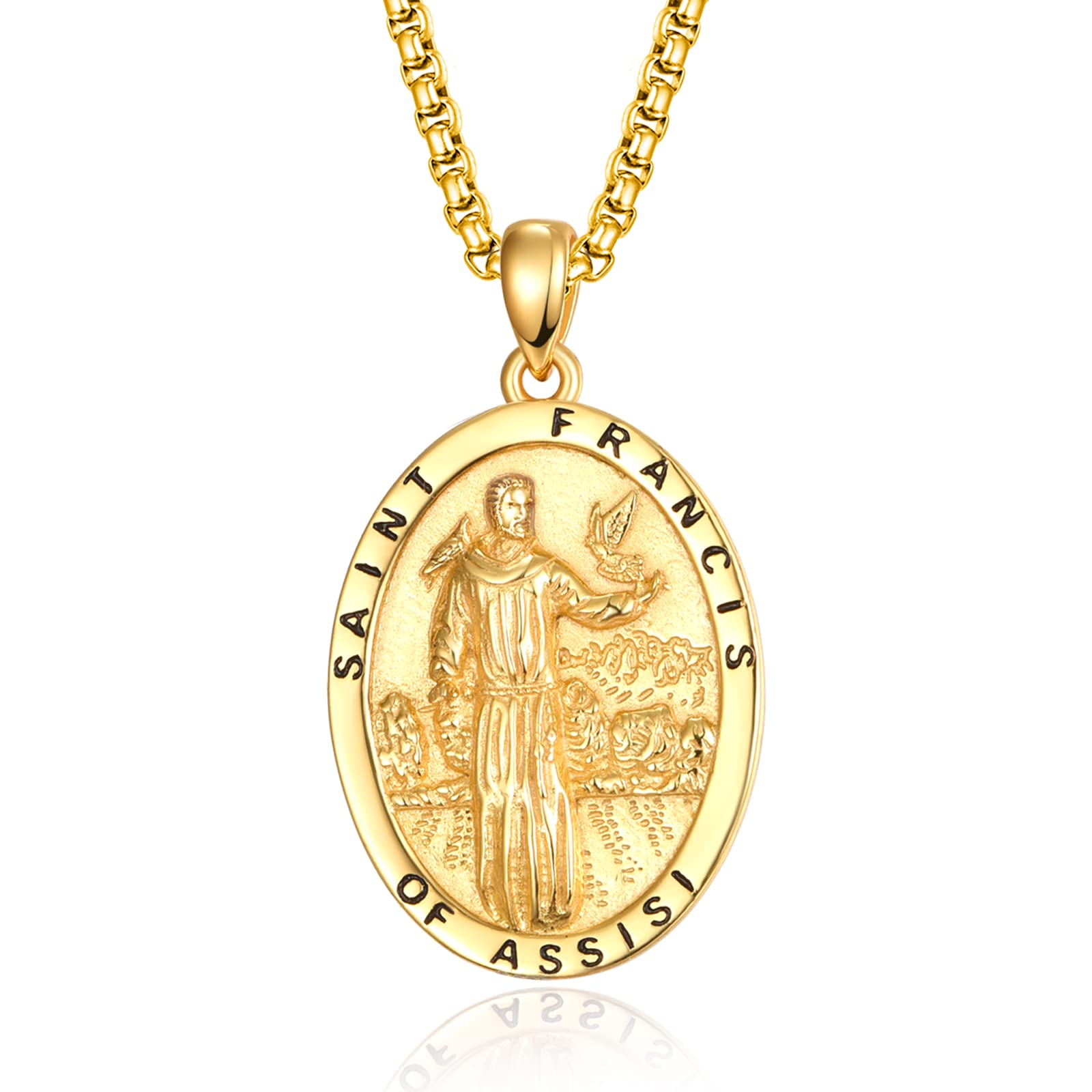ADMETUS 925 Sterling Silver Patron Saint Medals | Amulet Necklace Protection Jewelry for Men with 2.5mm 22'+2' Rolo Chain