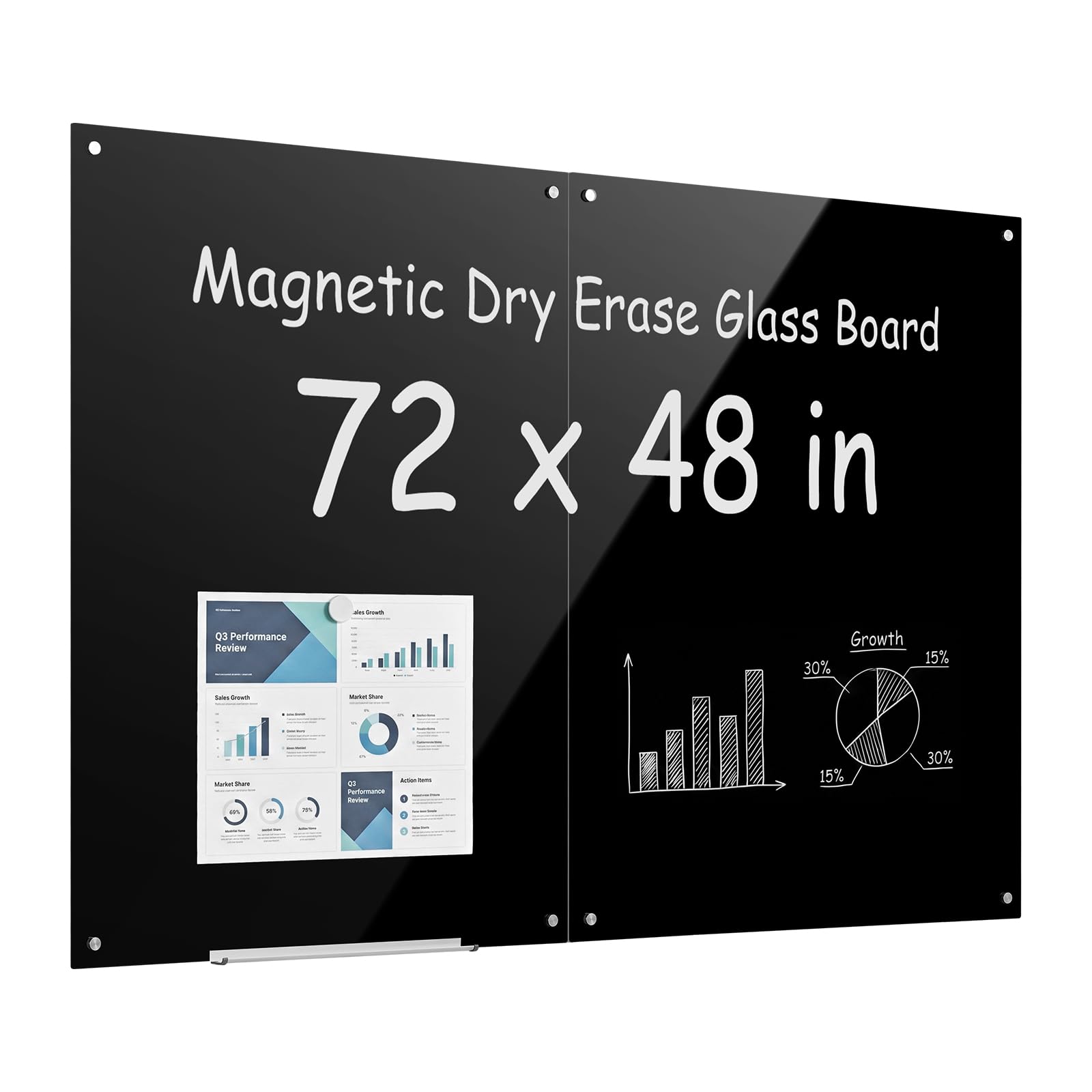 VEVOR Whiteboard Magnetisch 120x90cm Wandtafel Magnettafel 2er-Pack Schwarz