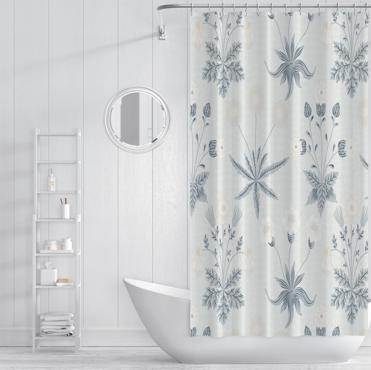 Cortina de Ducha Estilo Morris Tela Azul Claro 160x200cm