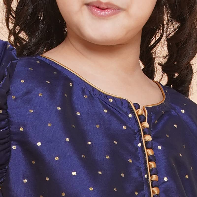 Image of Modish Couture Kid's Girl Stylish Fashionable Printed Kurta & Palazzo Set with Dupatta for Party, Birthday, Diwali, Festival, Puja Occasion (Navy Blue,) -MDCT036