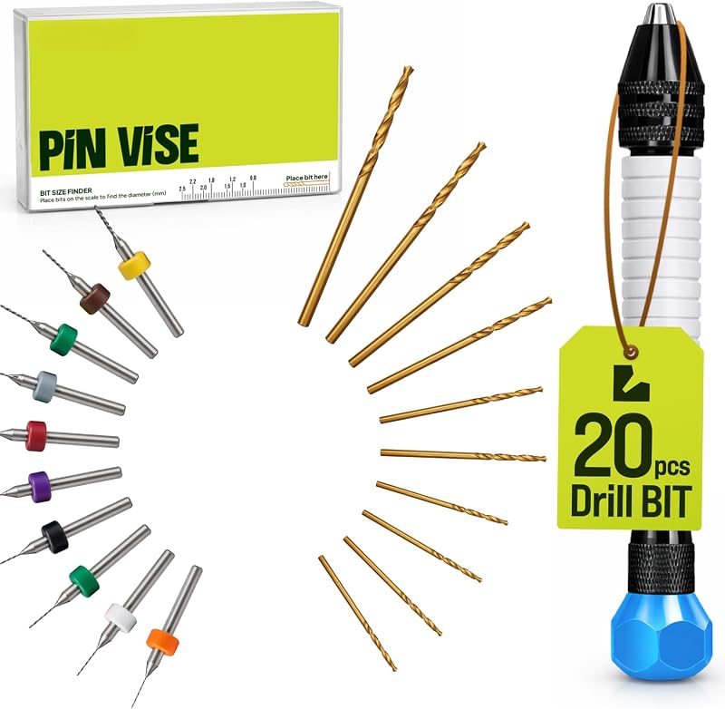 Micro Drill Bits Set with Pin Vise Hand Drill Manual, Jewelry Drill Kit