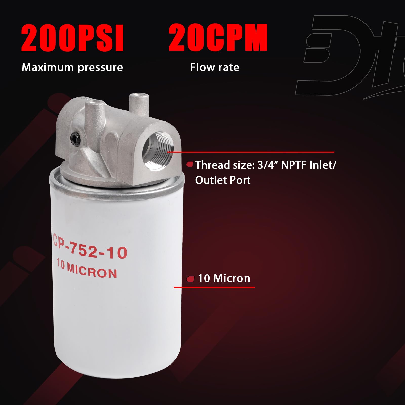 200 PSI Max Pressure, Filter Housing, 221006, 120-818, Spin-On Filter — Amazon image 3