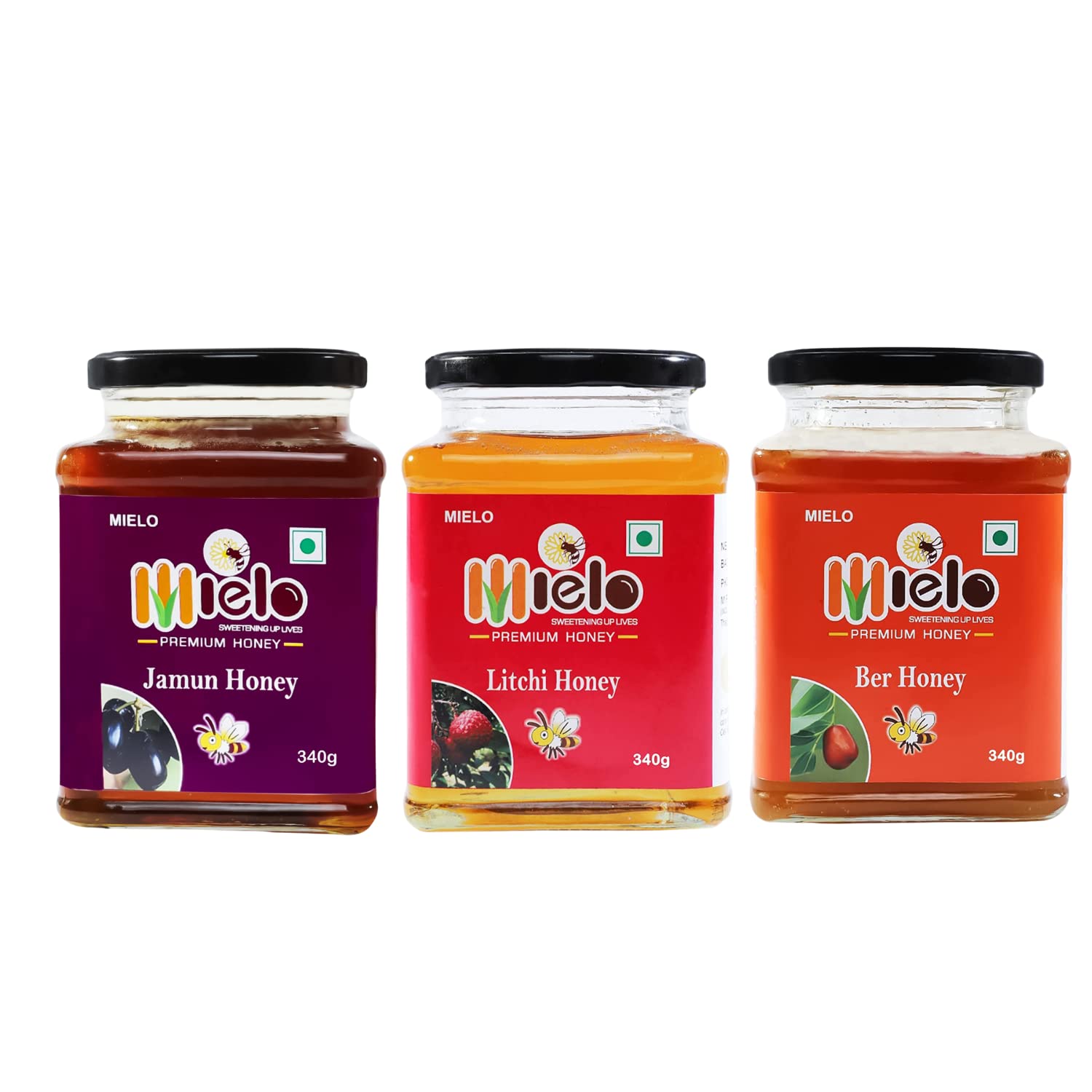 Mielo Natural Honey | Unprocessed Raw Ber Litchi Jamun Honey | Unpasteurized & Unfiltered Pure Wild Forest Honey with Ton Of Antioxidants Helps Boost Immunity – Pack of 3 (340gm Each) (B07NWVRWKY) Amazon Price History, Amazon Price Tracker