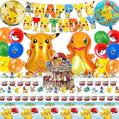 55 Geburtstagsdeko Kindergeburtstag Deko mit Folienballon Latex Luftballons Happy Birthday Banner Tischdecke Kuchen Deko