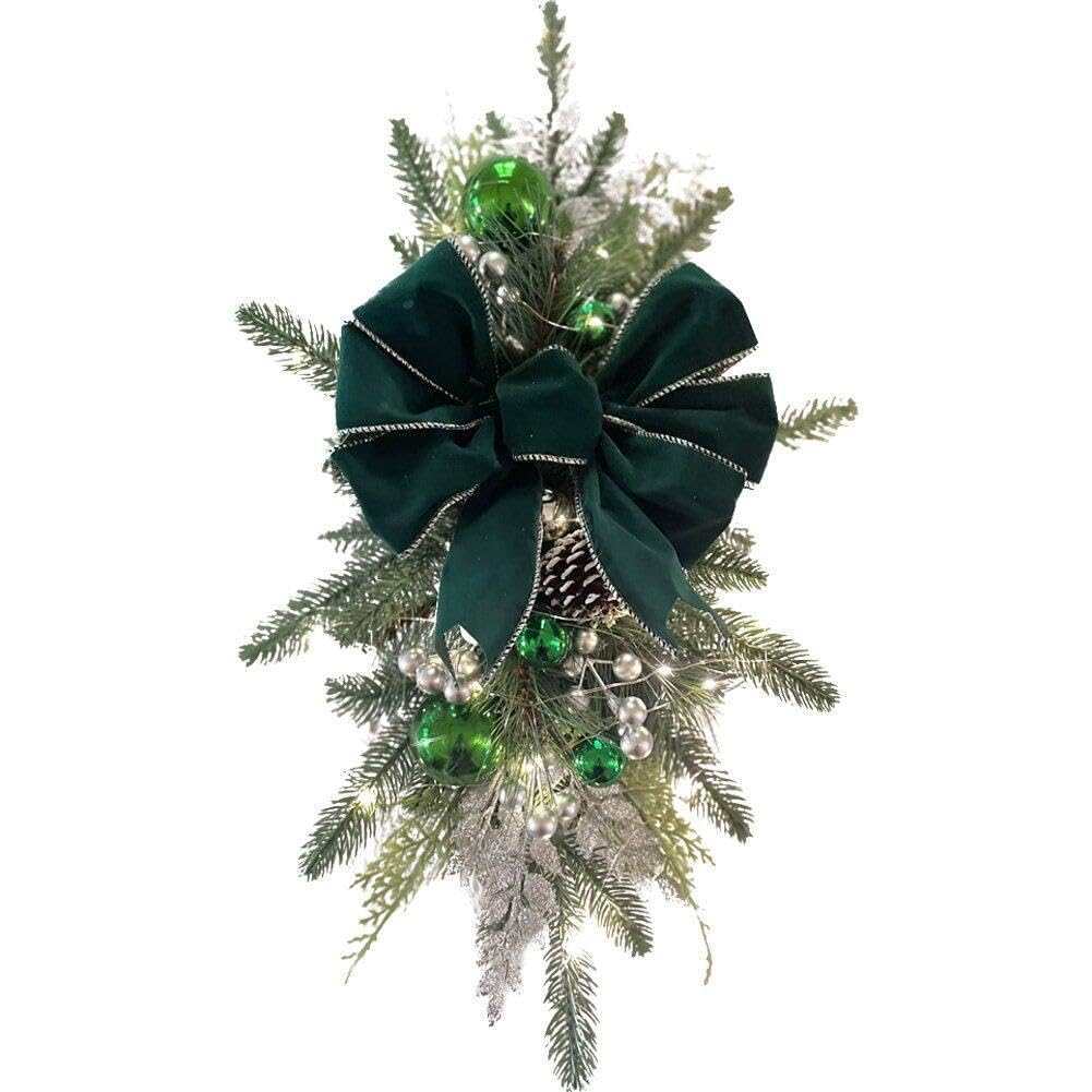 Couronne de Noël garland artificielle et décoration de vacances pour rampe escalier intérieur