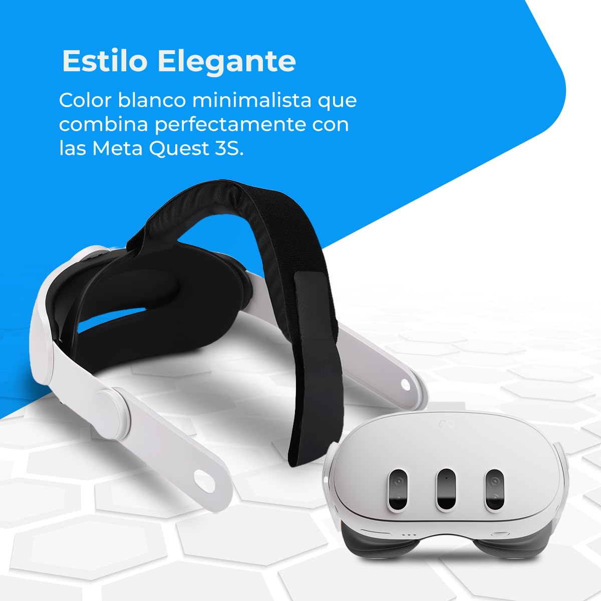 NK Correa para Gafas de Realidad Virtual, Compatible con Meta Quest 3S y Quest 3, Longitud Ajustable y Recubrimiento Acolchado - Color Blanco