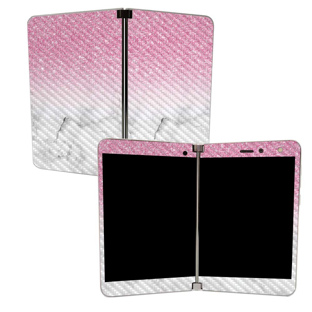 MIGHTY SKINS MightySkins Carbon Fiber Skin for Microsoft Surface Duo - Marble Glitz | Protective, Durable Textured Carbon Fiber Finish | Easy to Apply, Remove, and Change Styles | Made in The USA