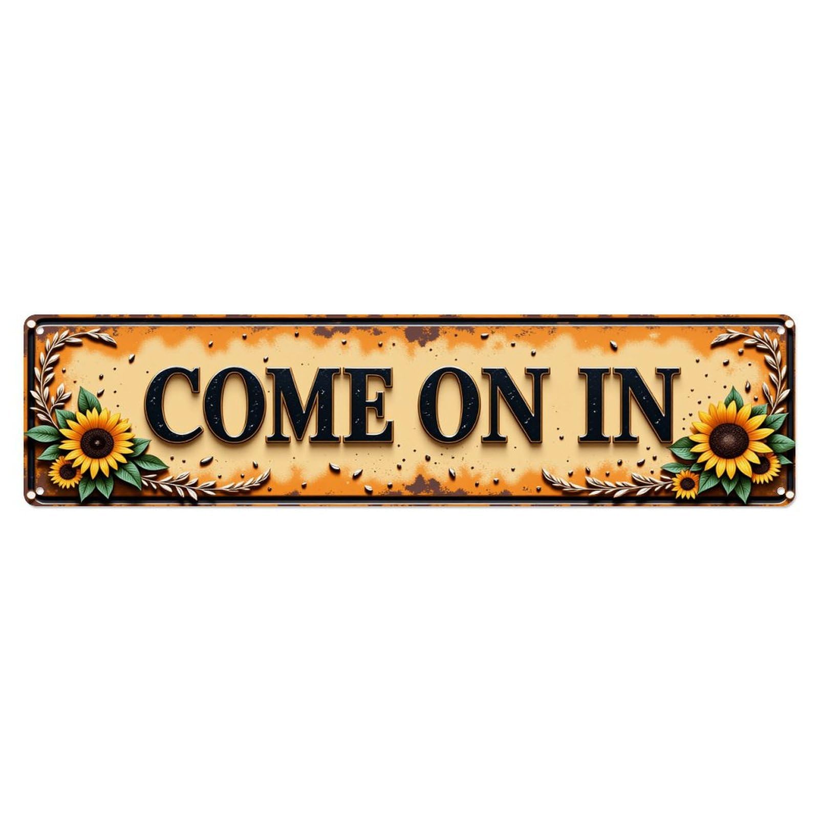 Sunflower Rustic Metal Sign Pattern Vintage Metal Tin Sign Retro Wall Decor for Home Bar Garage Cafe, Indoor & Outdoor Decorative，Metal Poster, 4x16 Inch