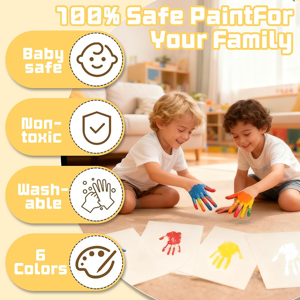 Hojalis Family Handprint Kit with LED Light, Baby Hand and Footprint Kit with 4 PS Panels, 6 Paints, 1 Paintbrush - Image 4